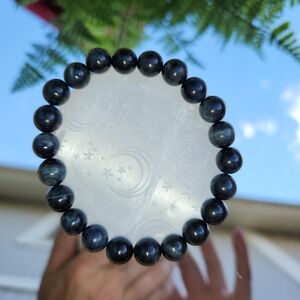 Women's Grey Tiger Eye Beaded Stretch Bracelet